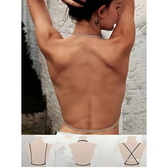 New Seamless Backless Adjustable Strap Bra Khaki XL - Picture 3 of 3